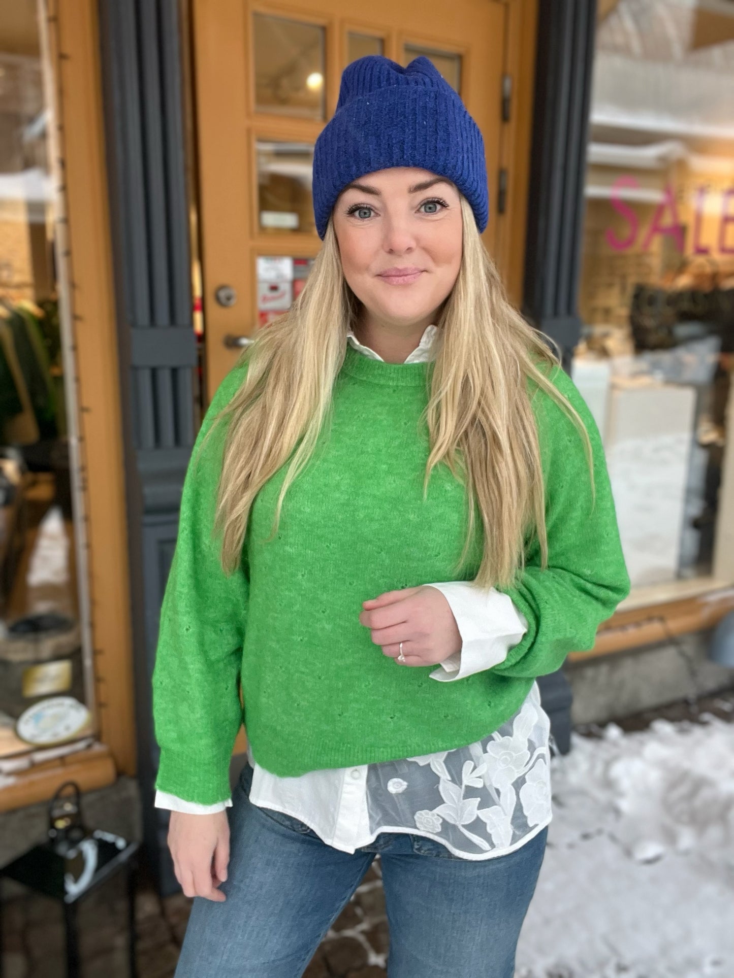 Nurietto Pointelle Pullover Vibrant Green