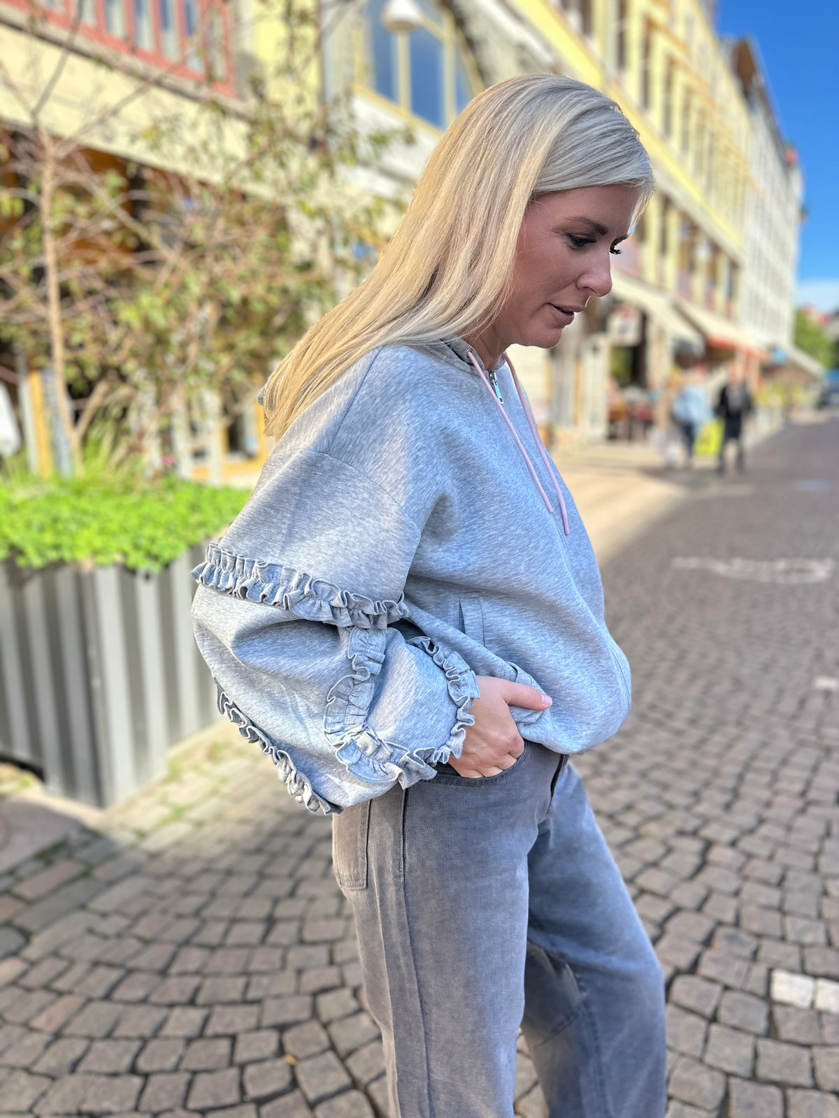 Nusabby Zipper Hoodie Medium Grey Mel