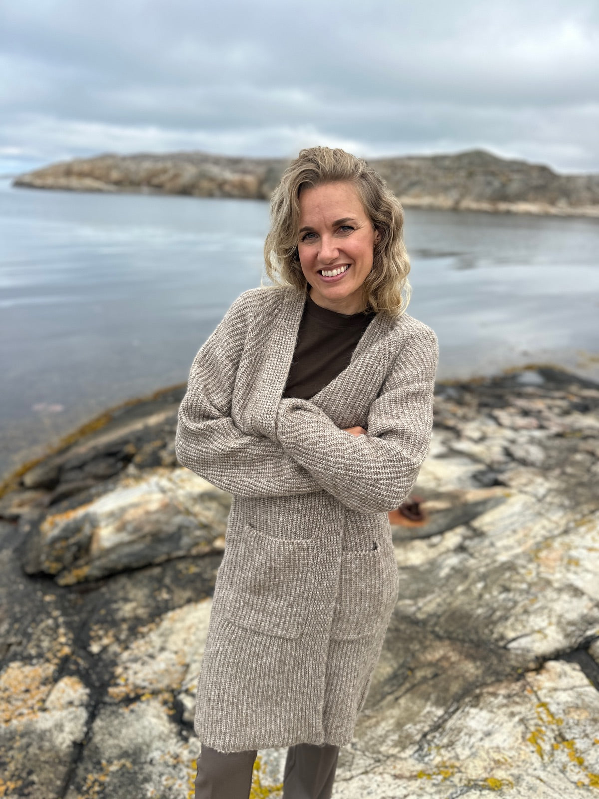 Nuzindi Long Cardigan Fossil Melange