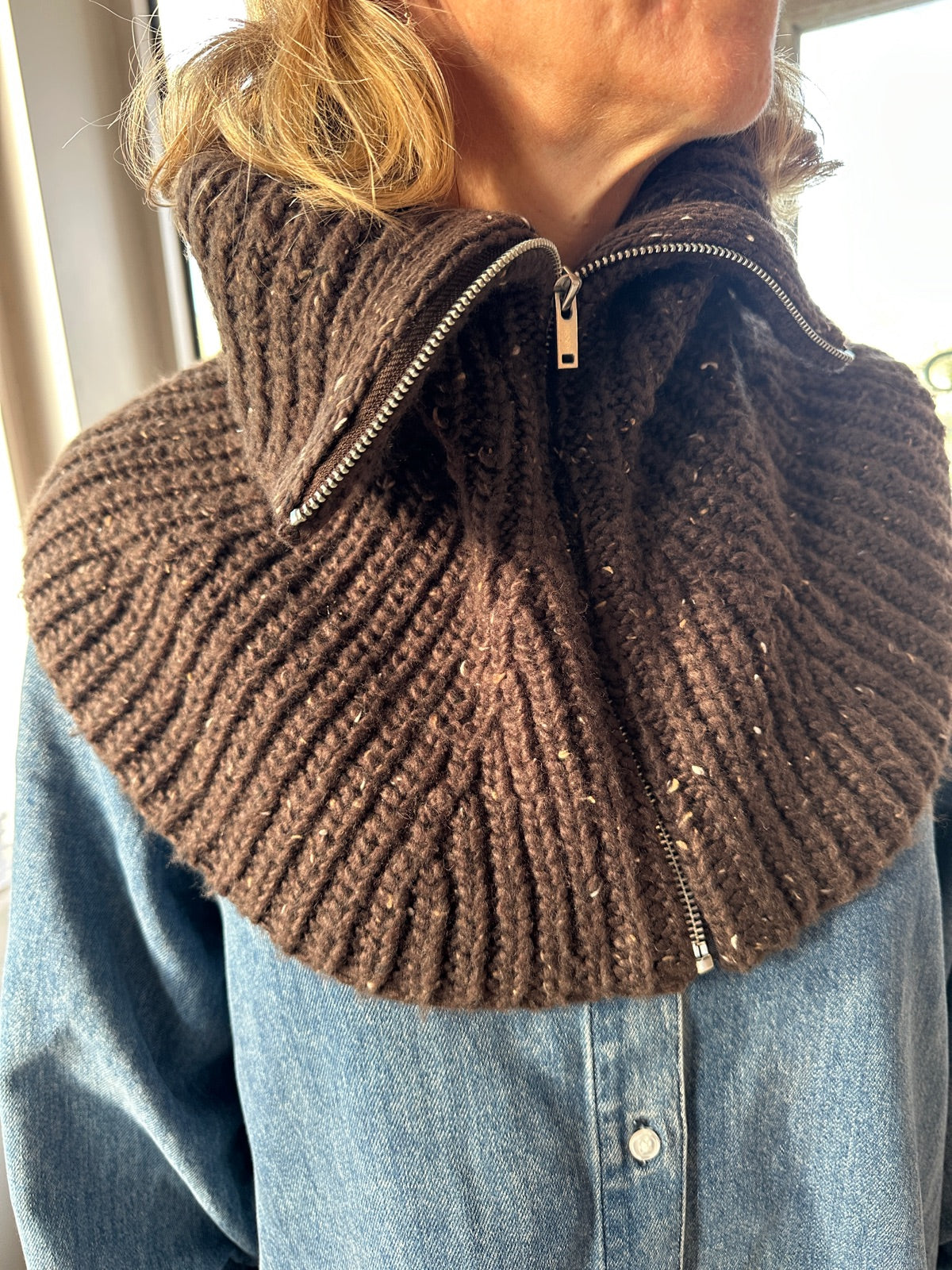 Objannie Knit Neck Warmer Seal Brown White  Black  Hummus