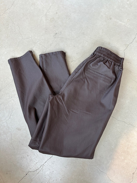 Objbelle Lisa Coated Pant Seal Brown