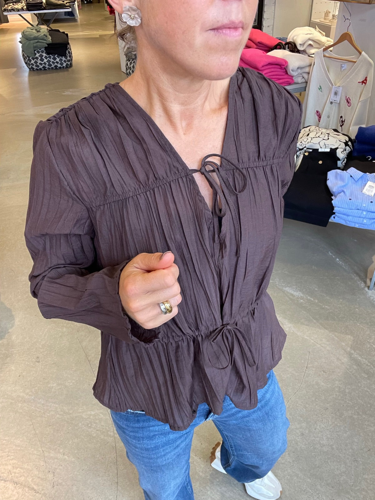 Objbrea Re Long Sleeve Top Seal Brown