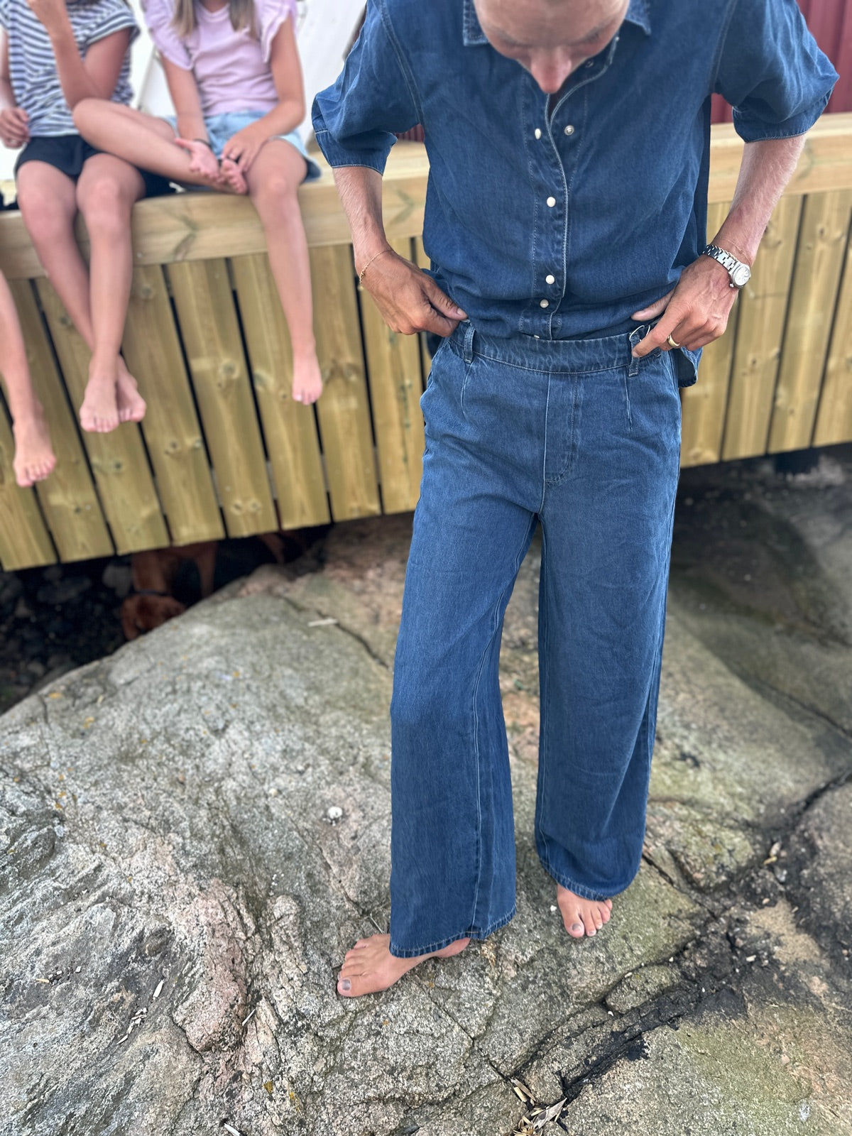 Objframe Lisa Wide Pant Dark Blue Denim Rinse Wash