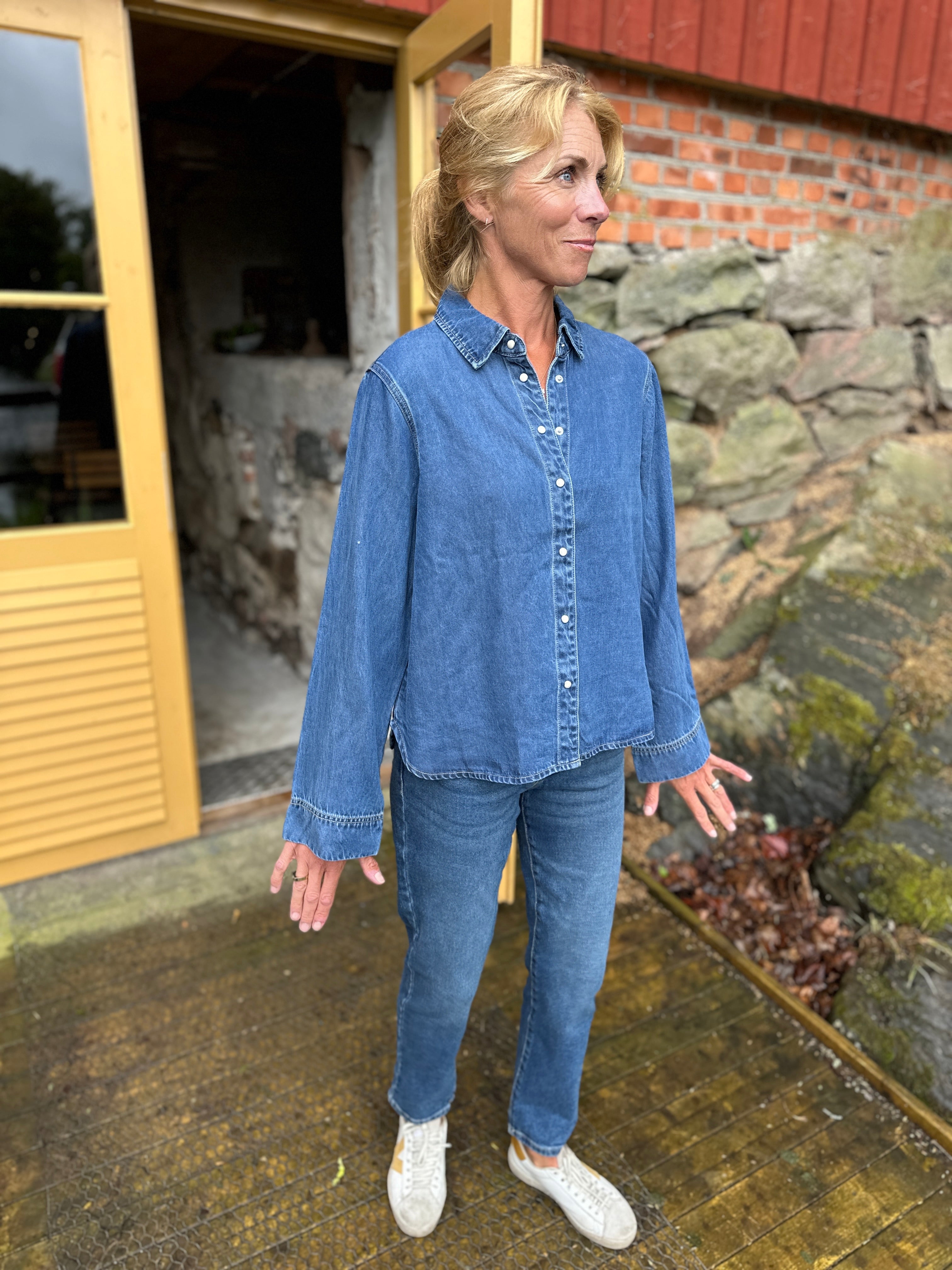 Objframe Lo Long Sleeve Shirt Medium Blue Denim