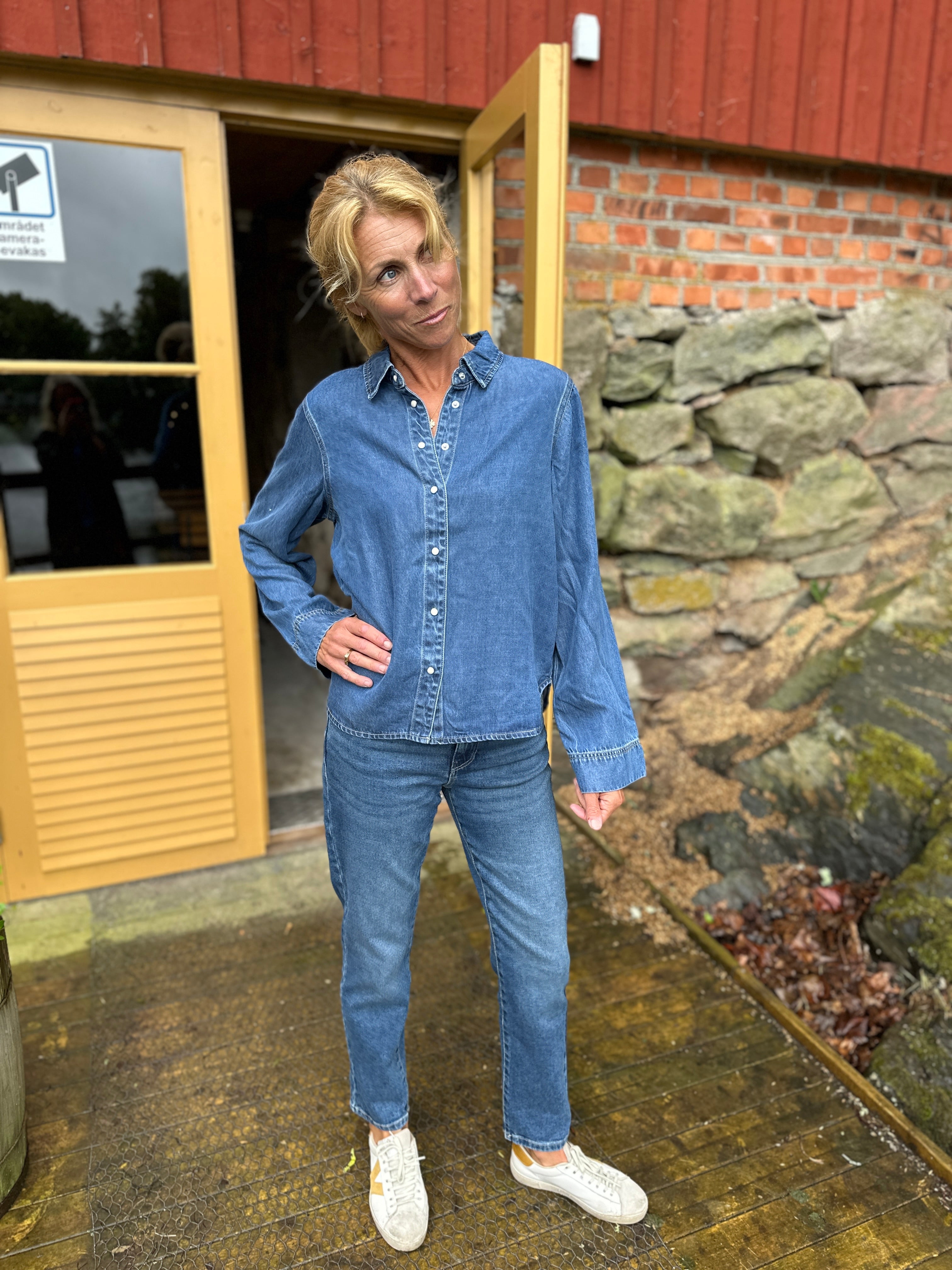 Objframe Lo Long Sleeve Shirt Medium Blue Denim