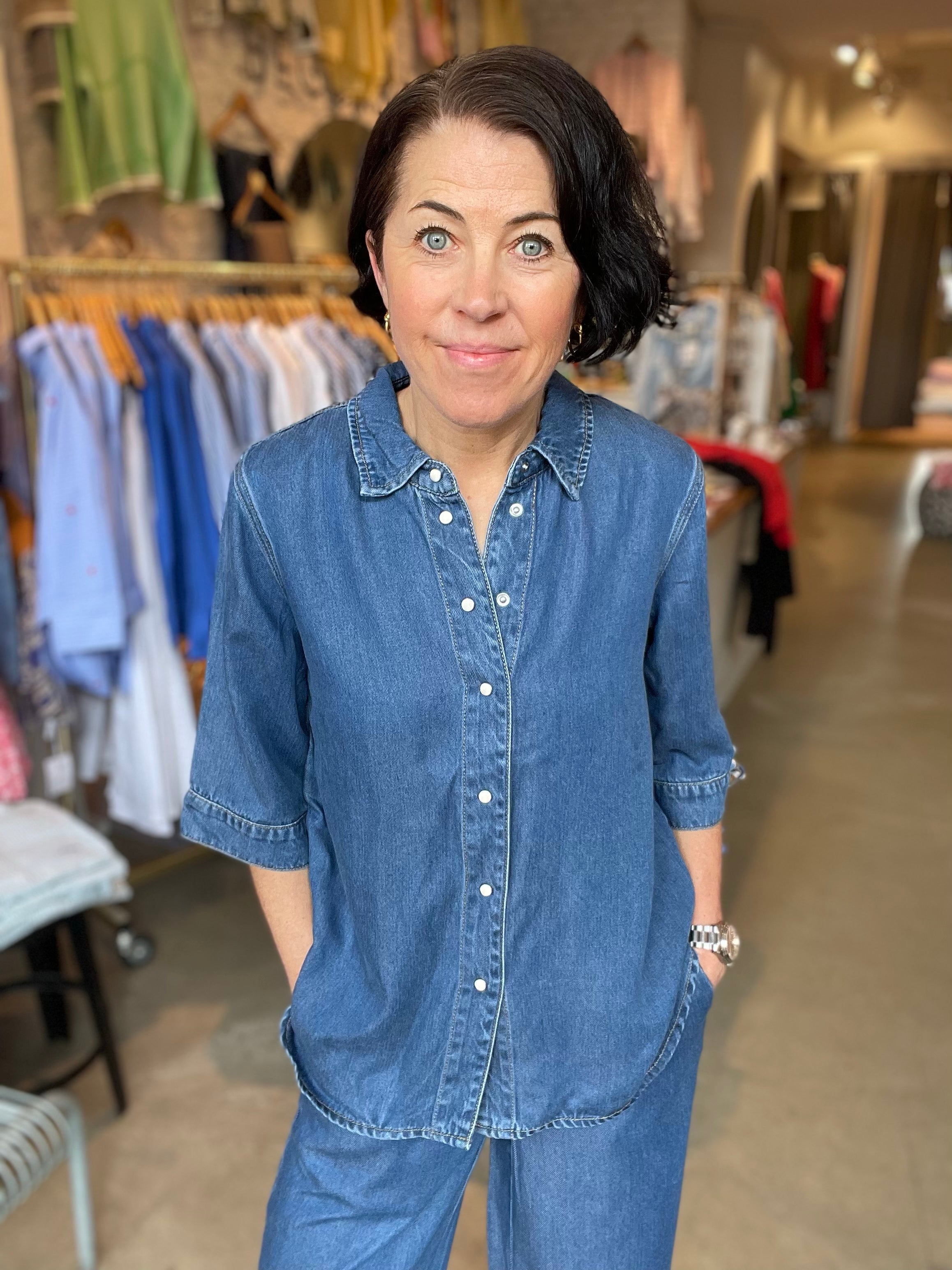 Objframe Re Denim Top Medium Blue Denim