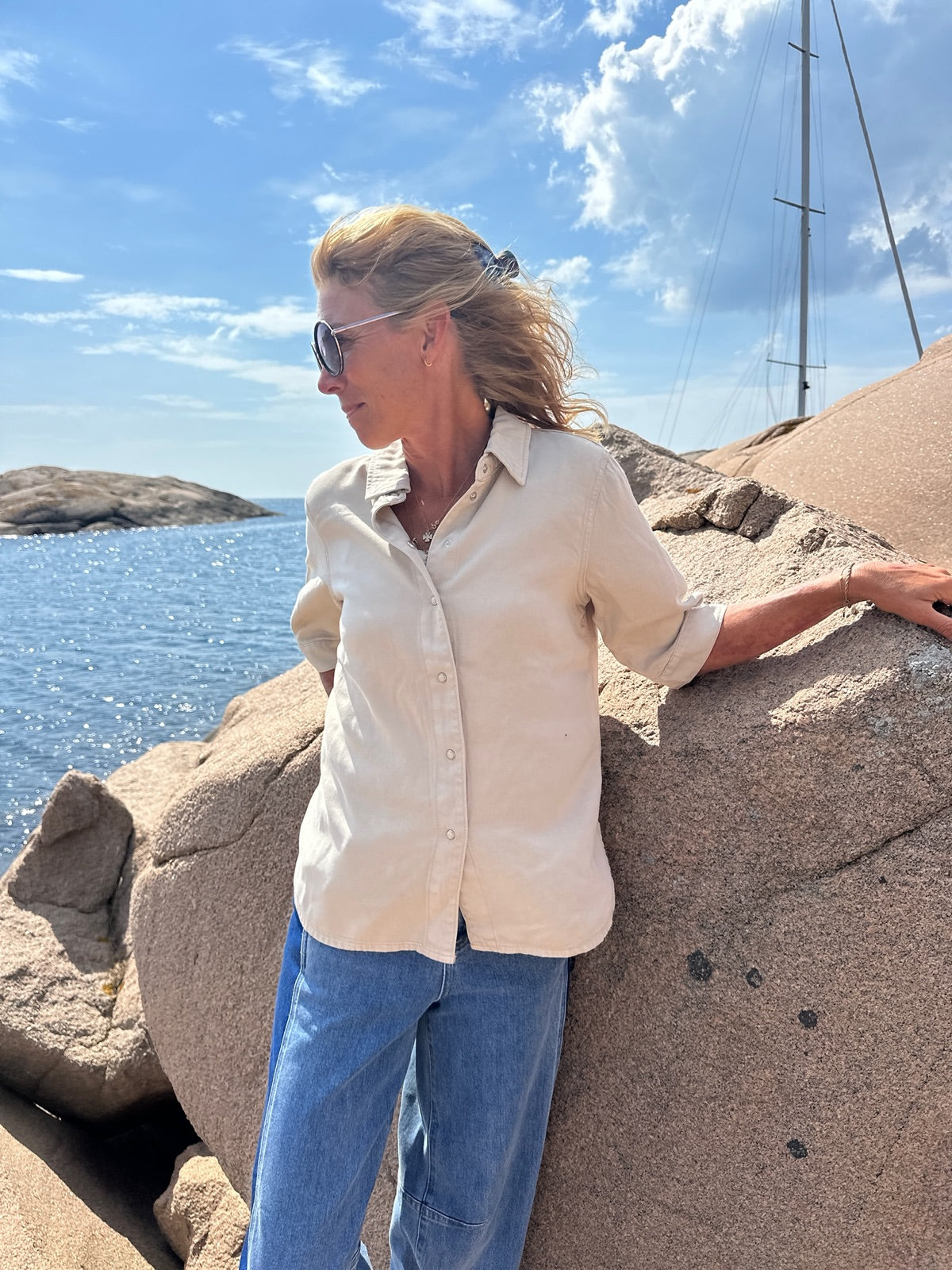 Objframe Re Denim Top Sandshell Col