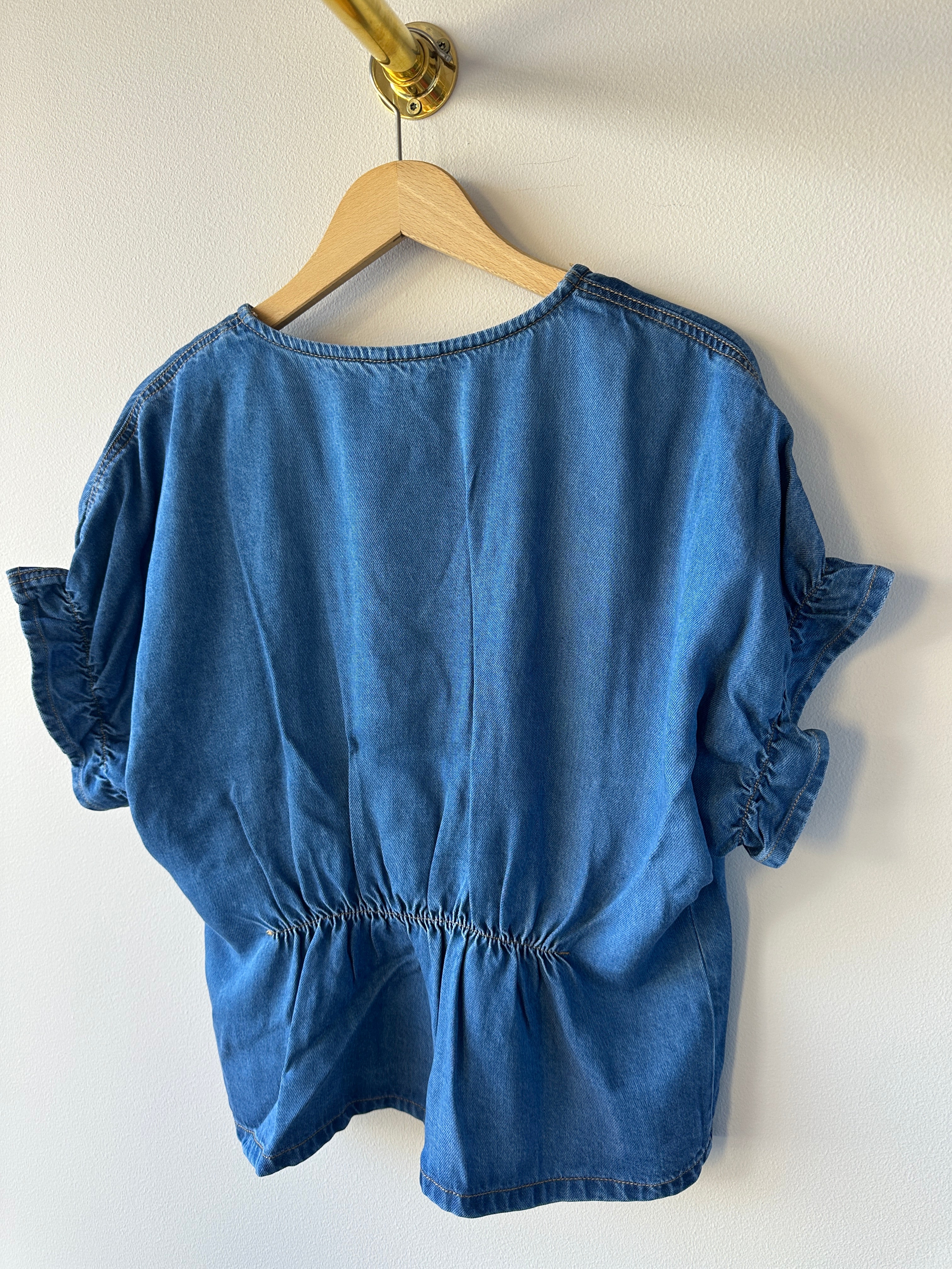 Objframe V Neck Top Medium Blue Denim