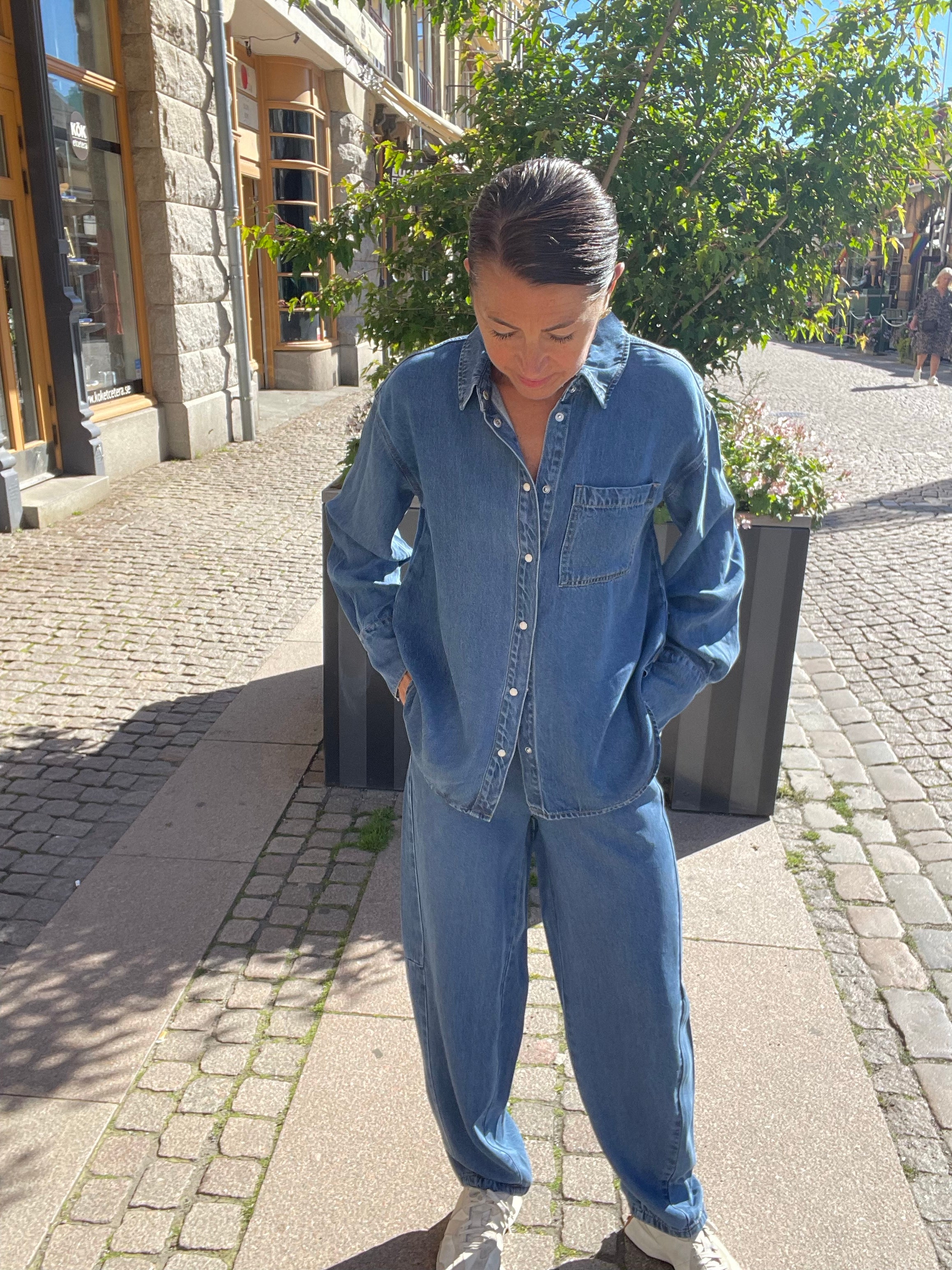 Objframe Zila Long Sleeve Re Shirt Medium Blue Denim