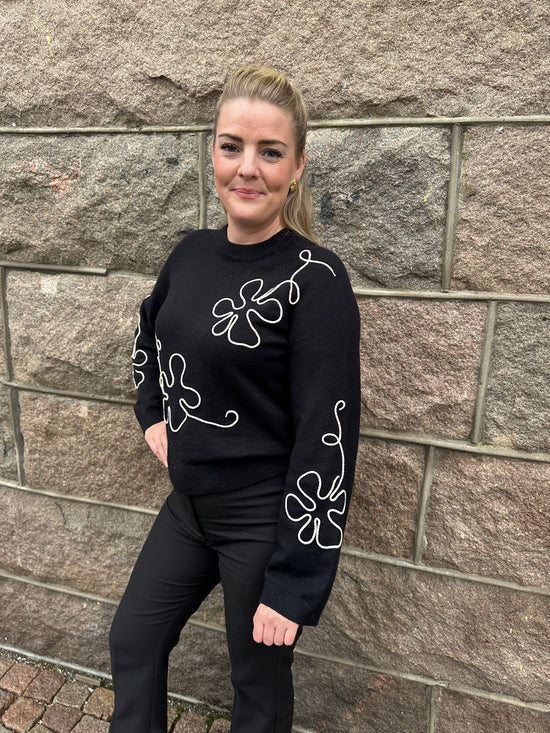 Objlaney Rubin Long Sleeve Pullover Black Sandshell New Floral