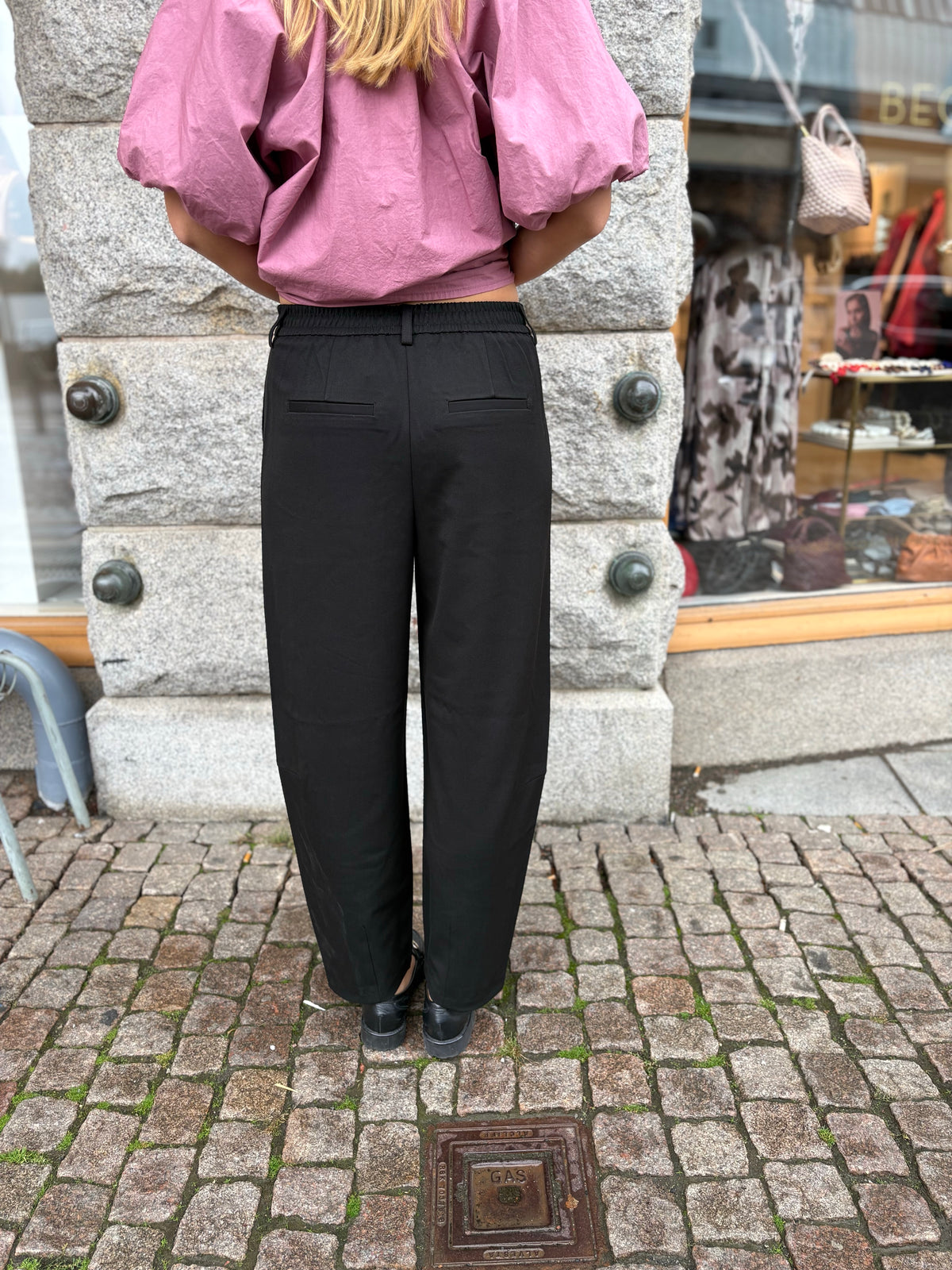 Objlisa Hw Ankle Barrel Pant Black