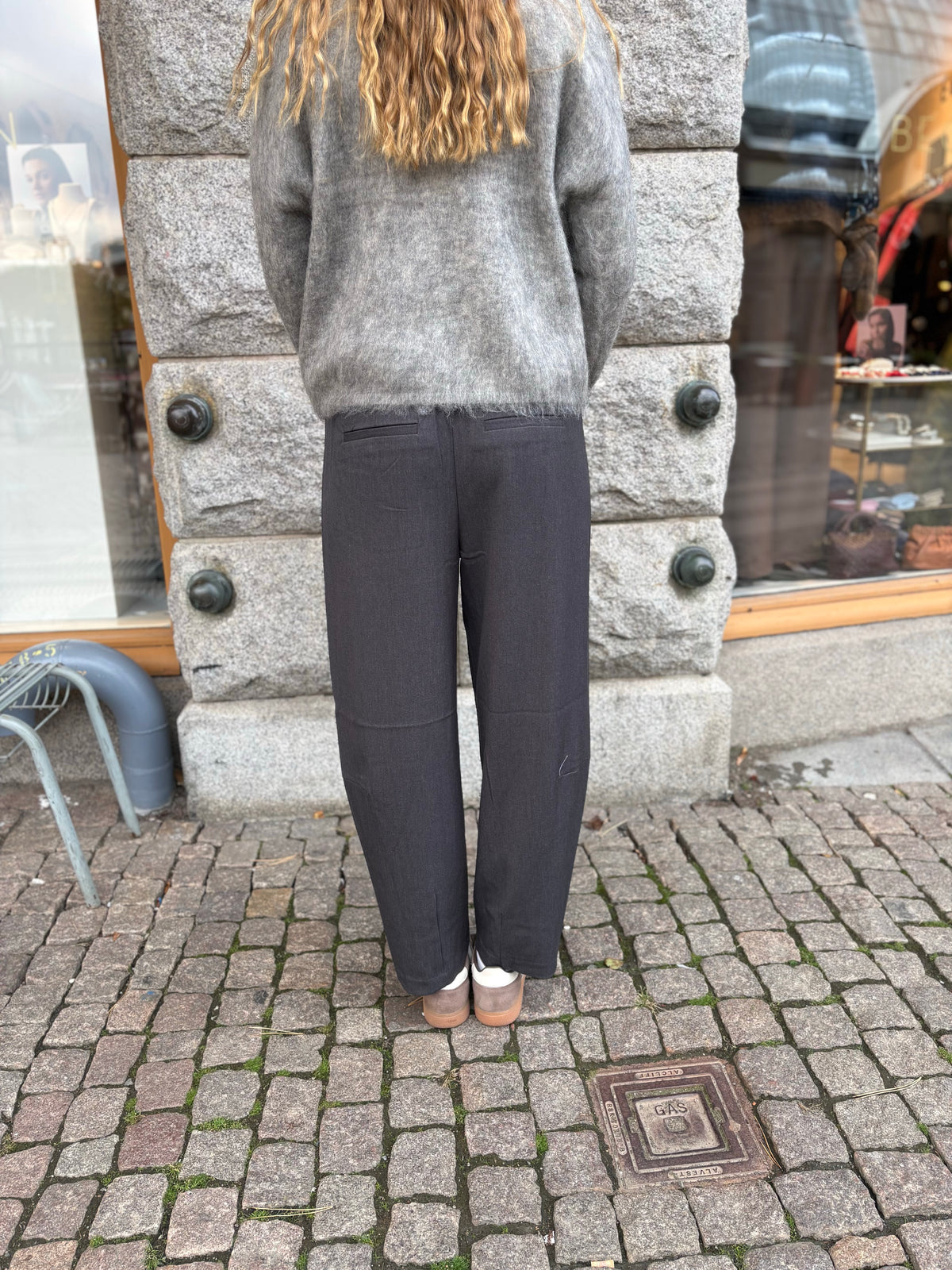 Objlisa Hw Ankle Barrel Pant Medium Grey Melange