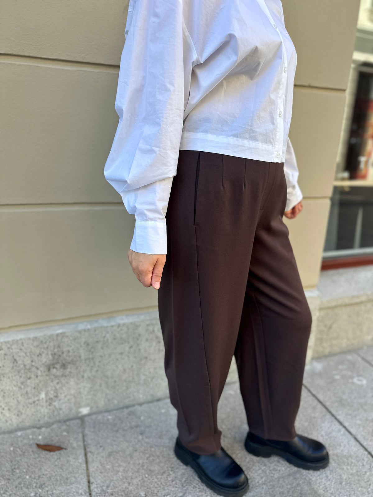 Objlisa Hw Ankle Barrel Pant Seal Brown