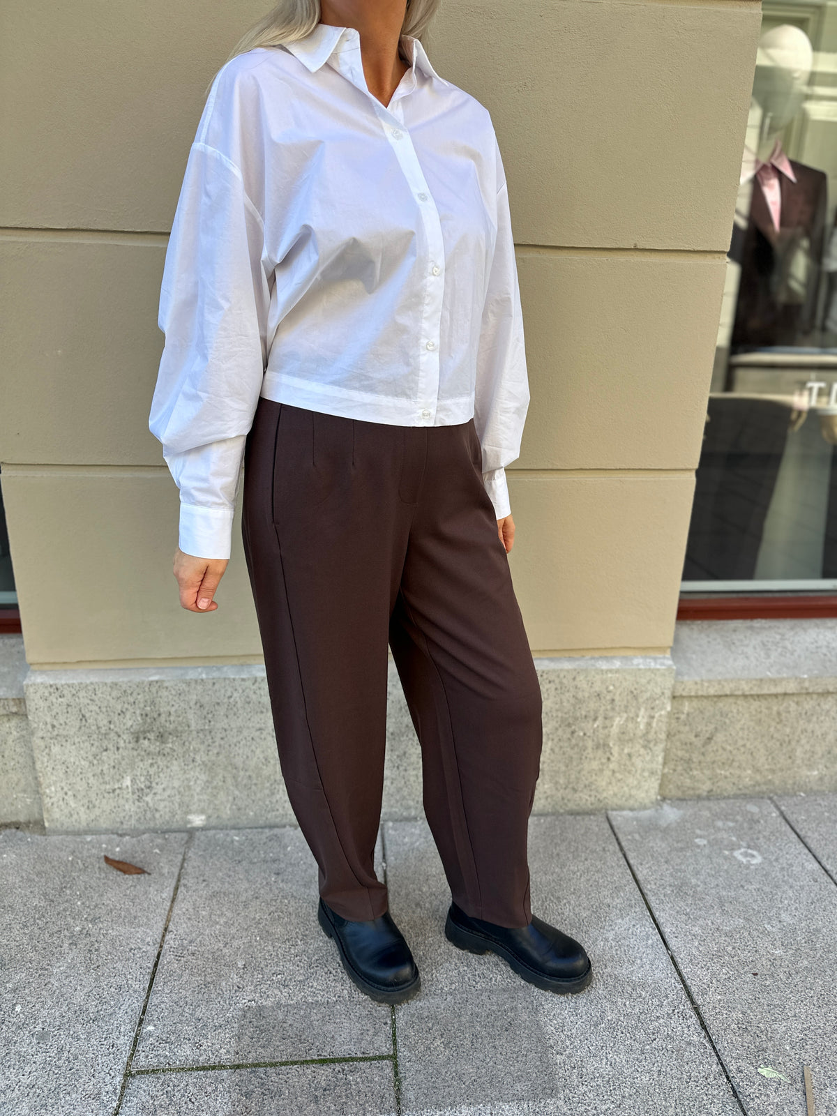 Objlisa Hw Ankle Barrel Pant Seal Brown