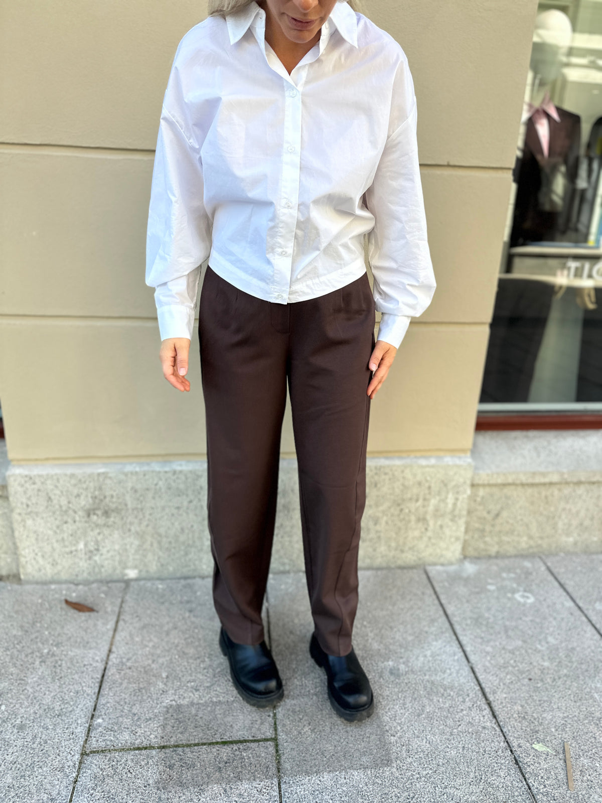 Objlisa Hw Ankle Barrel Pant Seal Brown