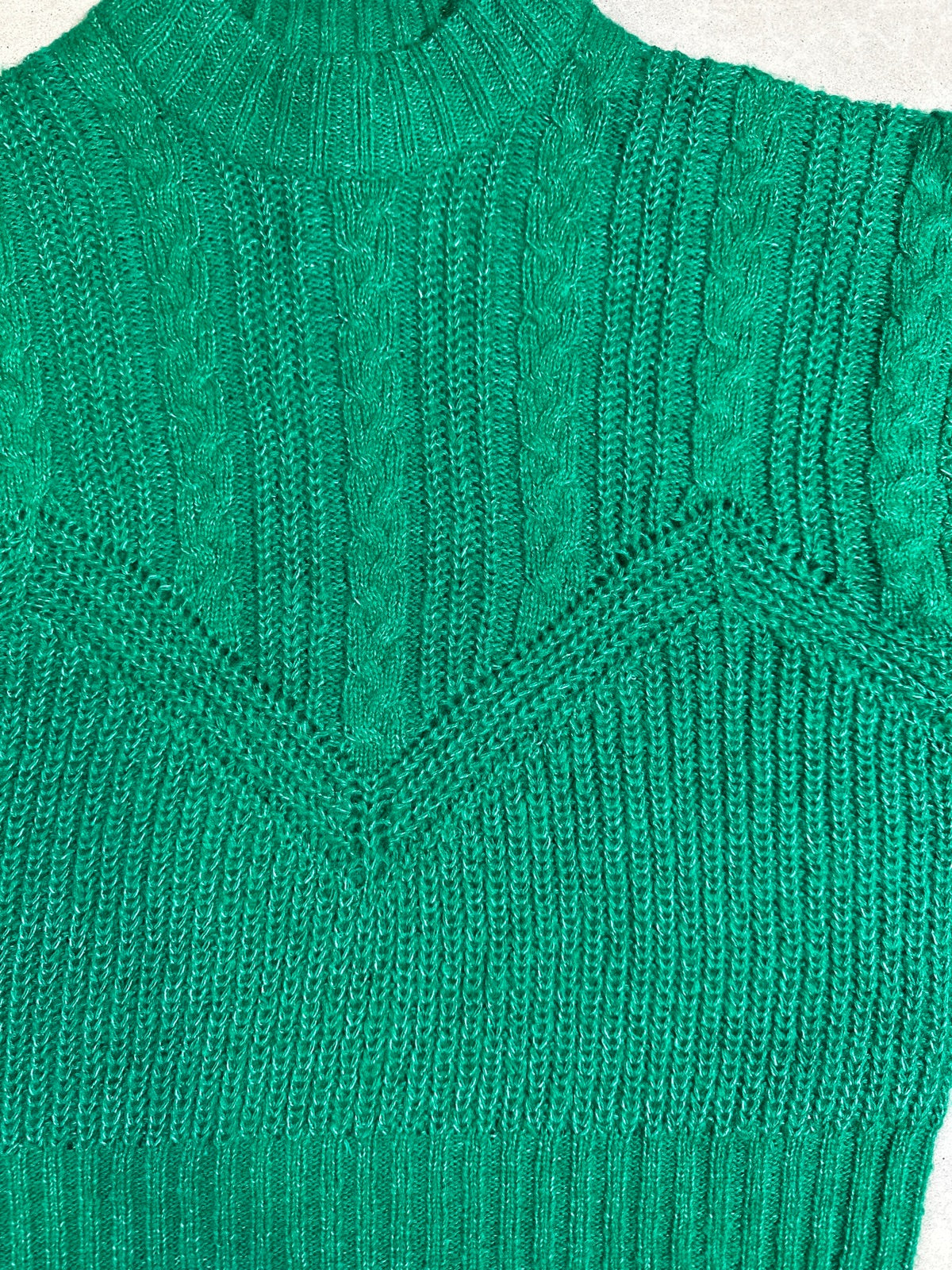 Objnova Stella Cable Knit Pullover Lush Meadow Melange