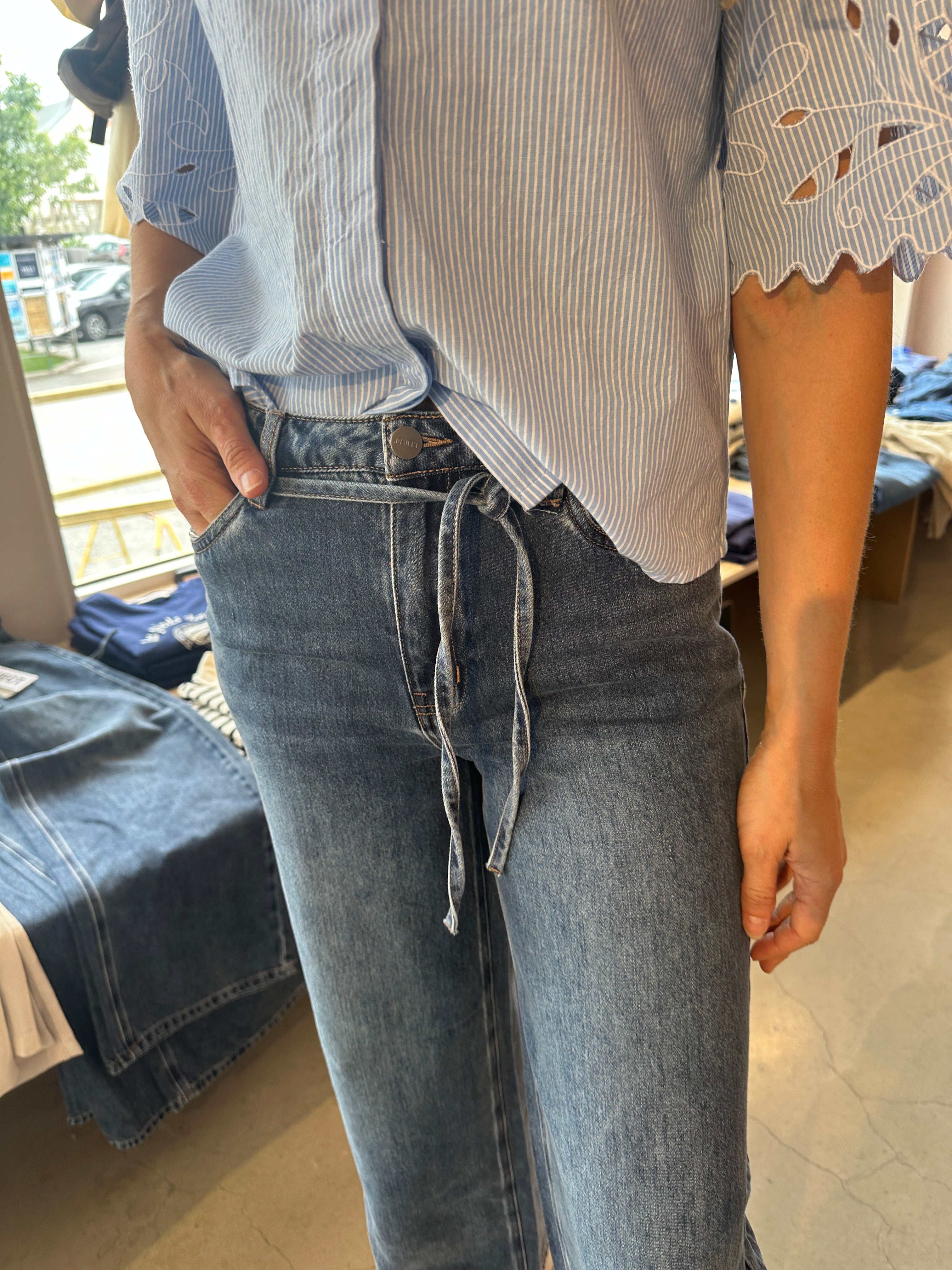 Objrosie Wide Jeans Medium Blue Denim