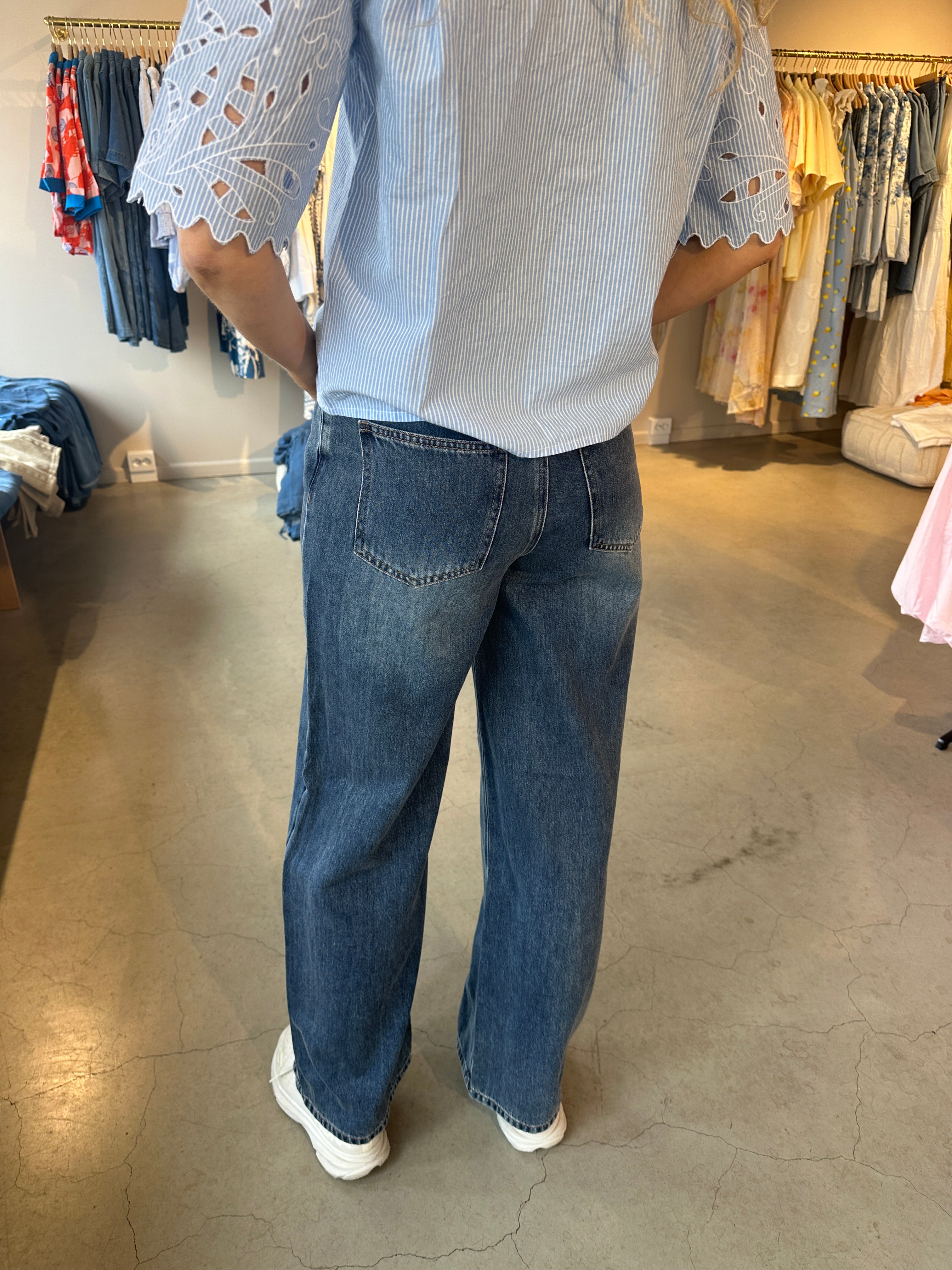 Objrosie Wide Jeans Medium Blue Denim
