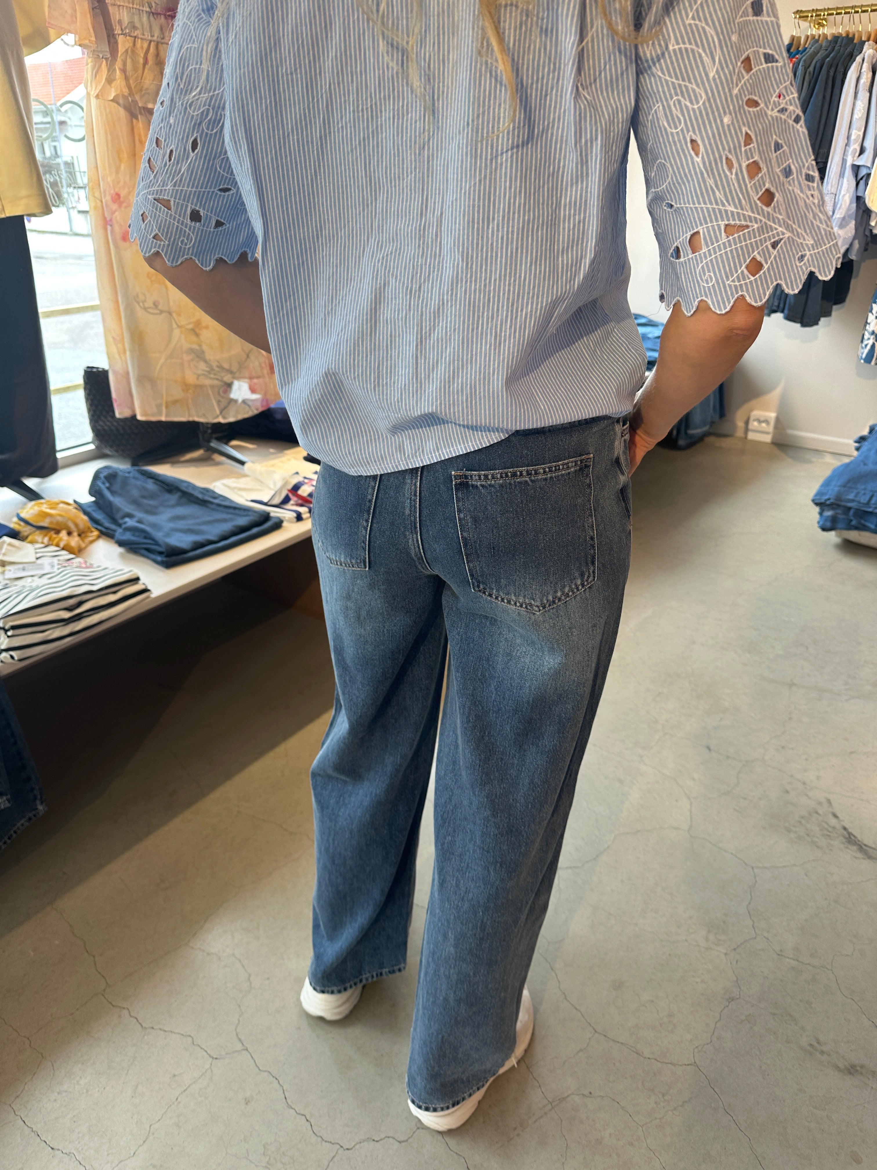 Objrosie Wide Jeans Medium Blue Denim