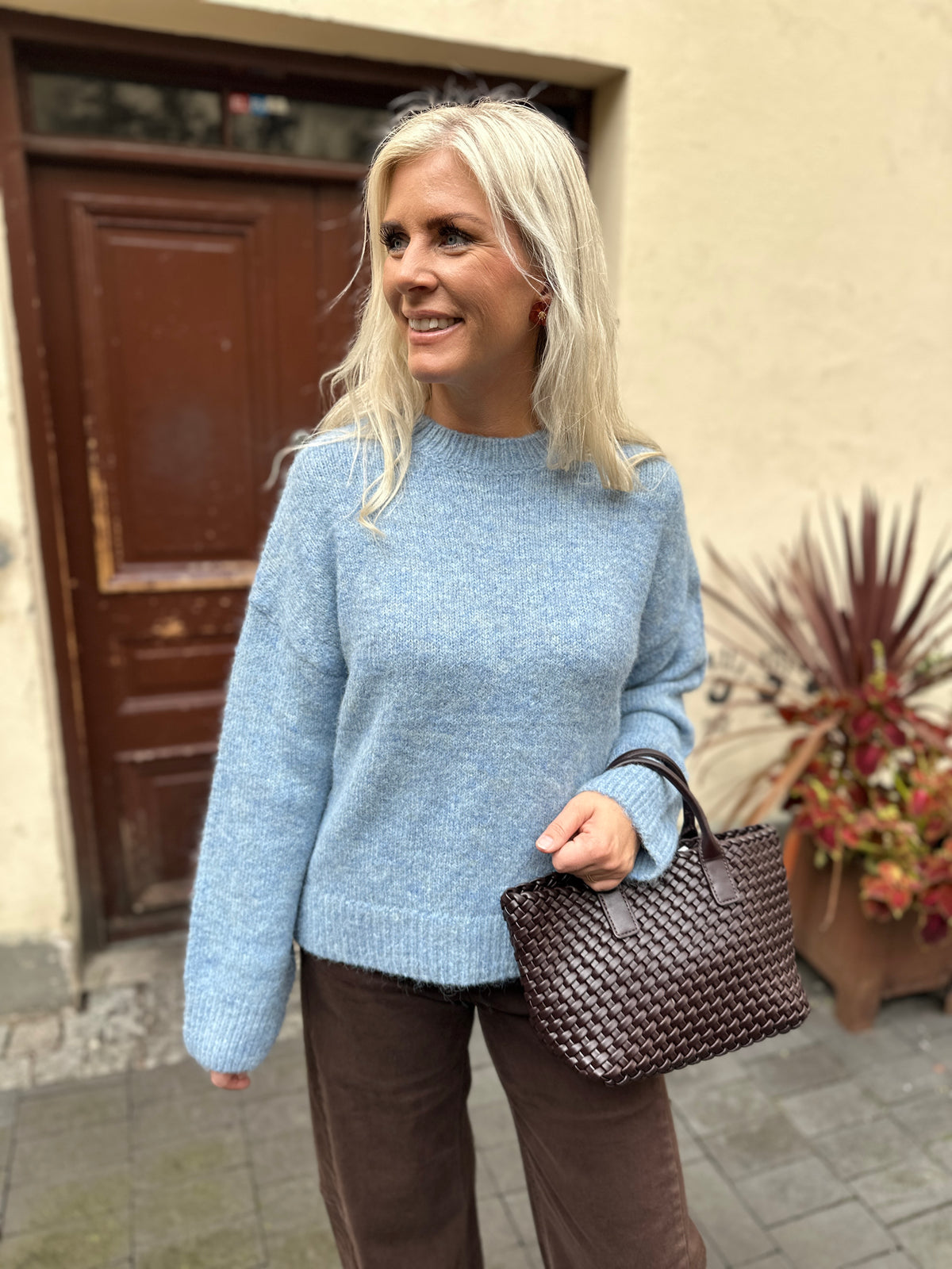 Objsaggia Long Sleeve Lo Pullover Blue Shadow Melange