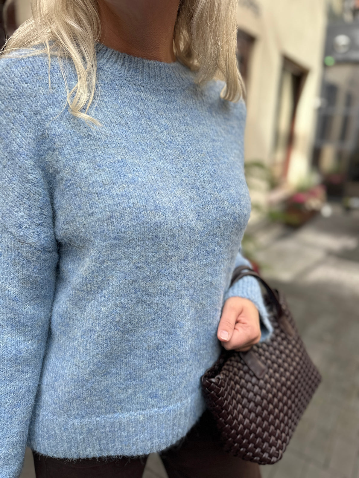 Objsaggia Long Sleeve Lo Pullover Blue Shadow Melange