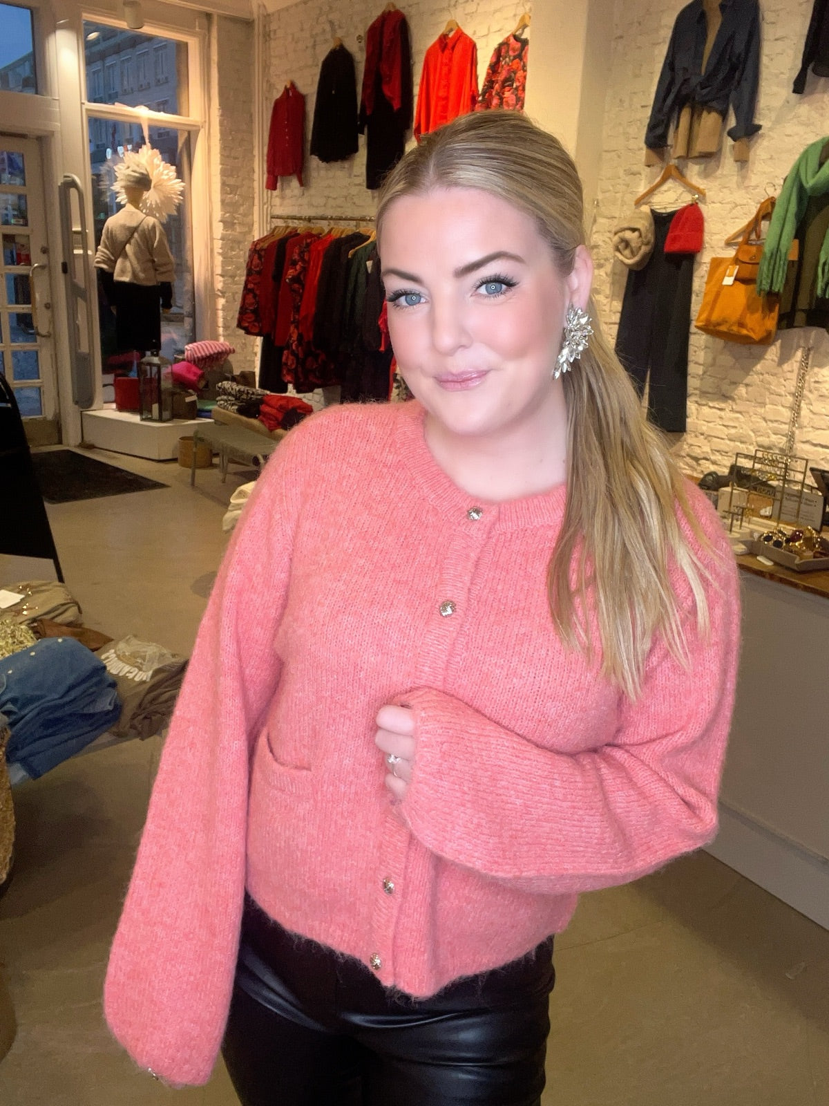 Objsaggia Re Long Sleeve Knit Cardigan Lantana Melange