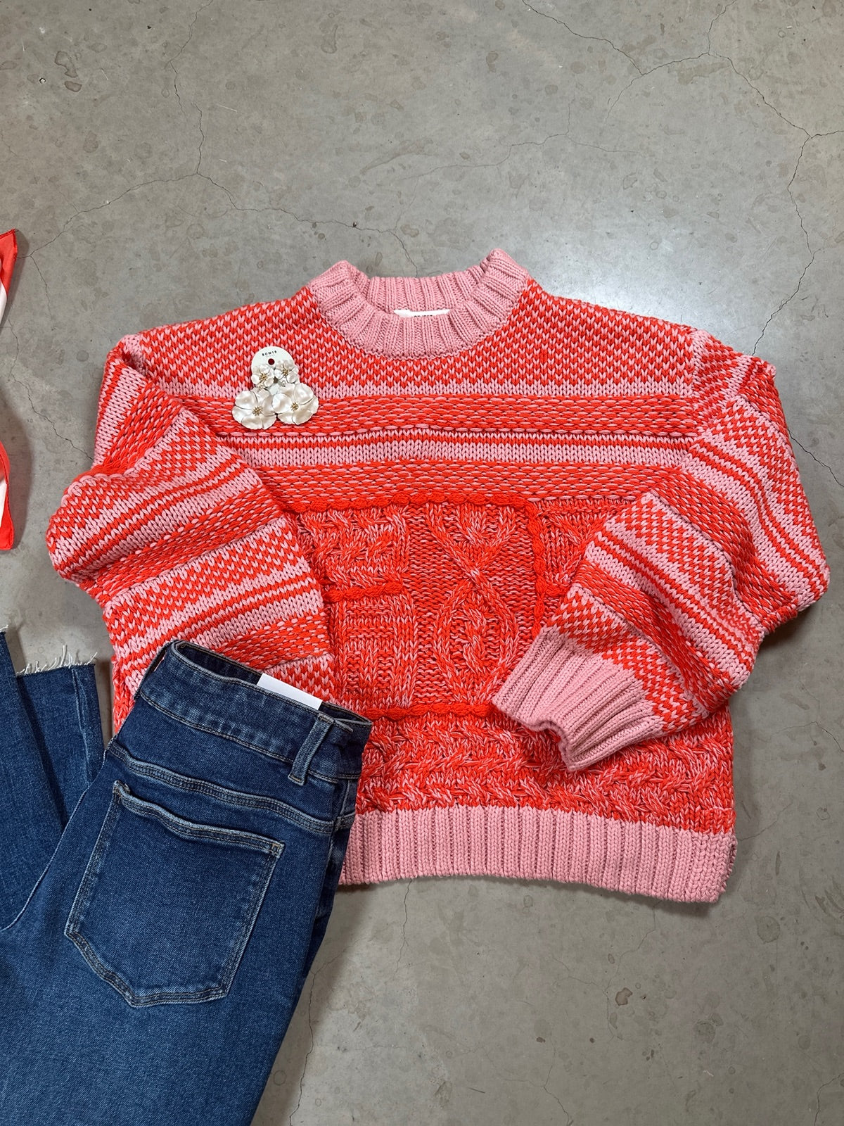 Objsanda Lo Long Sleeve Knit Pullover Rose Elegance Fiesta