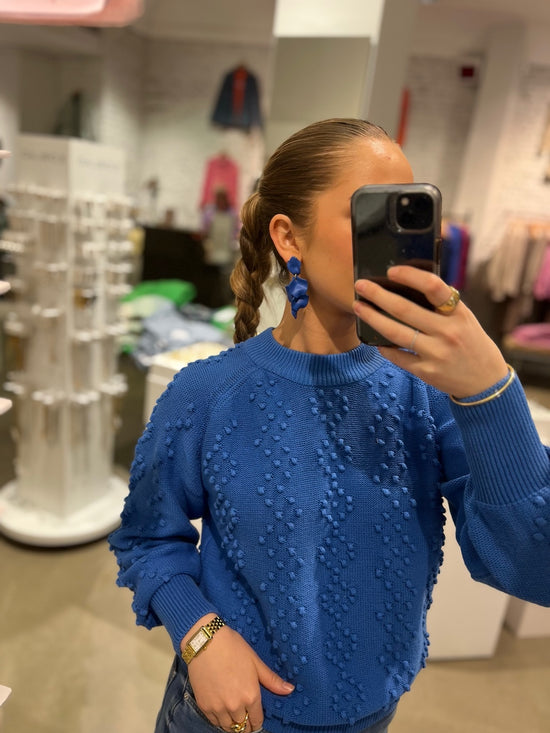 Objsanna Long Sleeve Knit Pullover Palace Blue