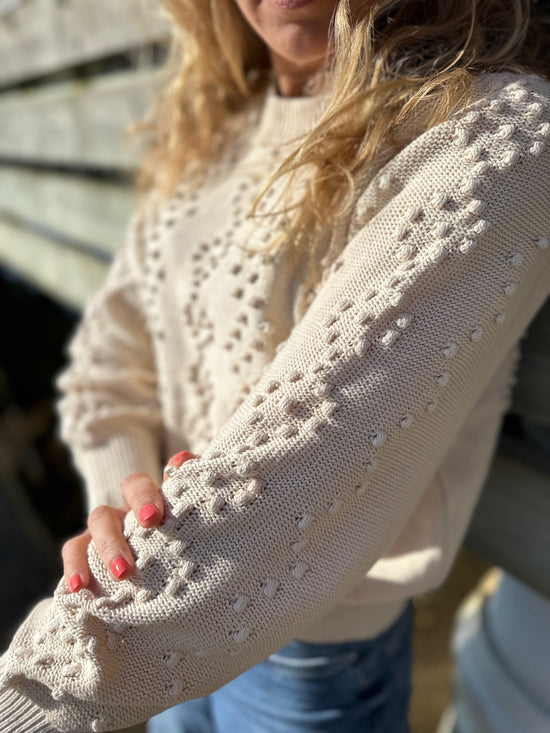 Objsanna Long Sleeve Knit Pullover Sandshell