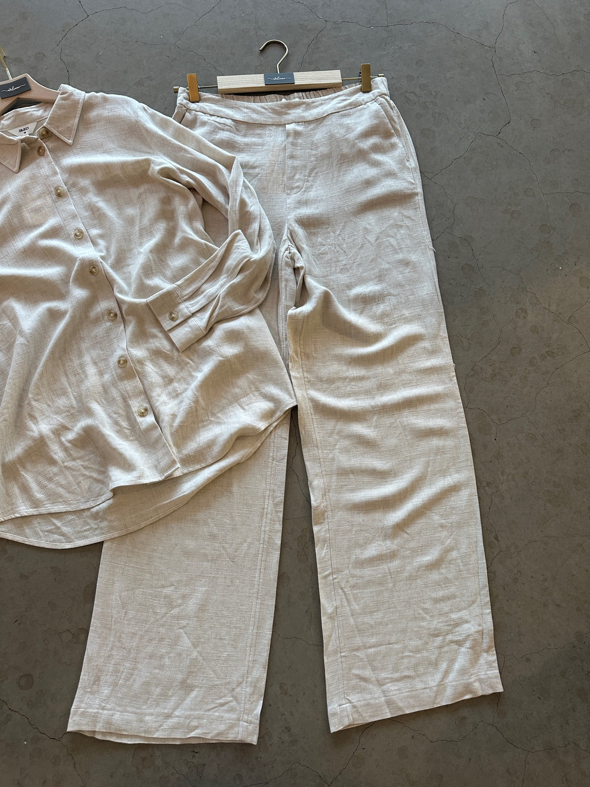 Objsanne Aline Wide Pant Sandshell