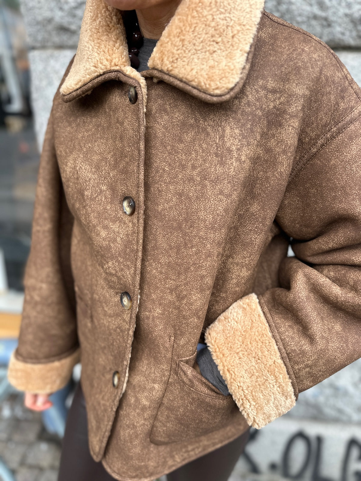 Objsharri Long Sleeve Reversible Jacket Tannin White Sand