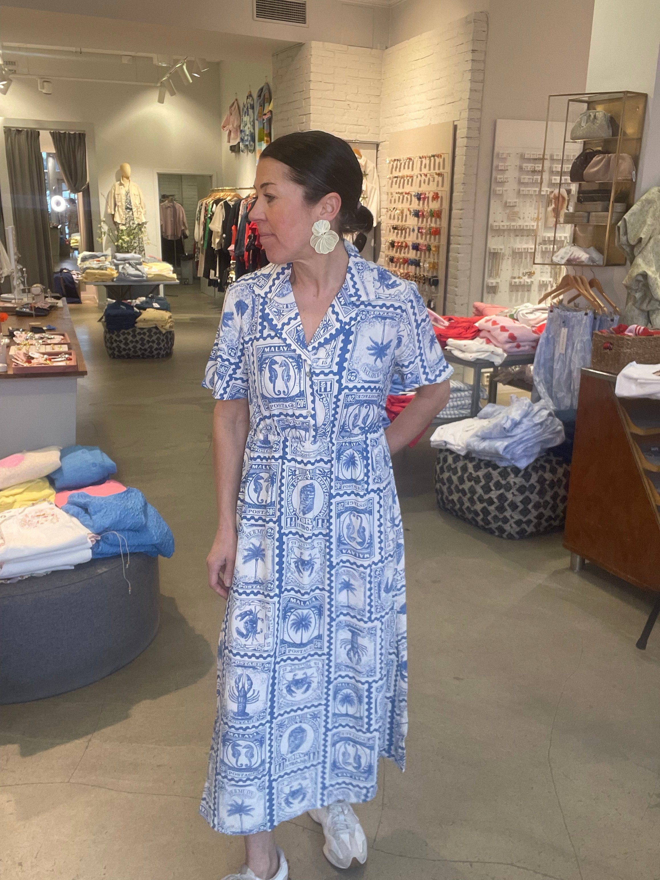 Objvima Midi Dress Birch Azure Blue