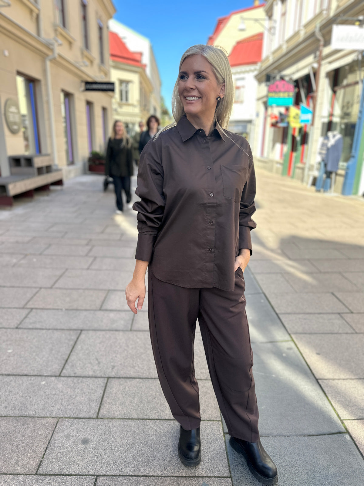 Objzila Long Sleeve Re Shirt Seal Brown