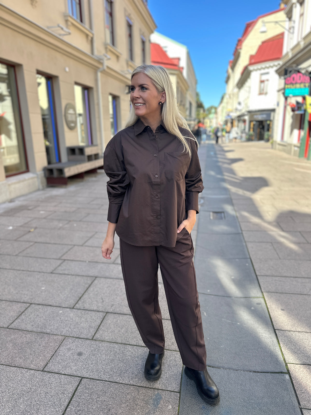 Objzila Long Sleeve Re Shirt Seal Brown