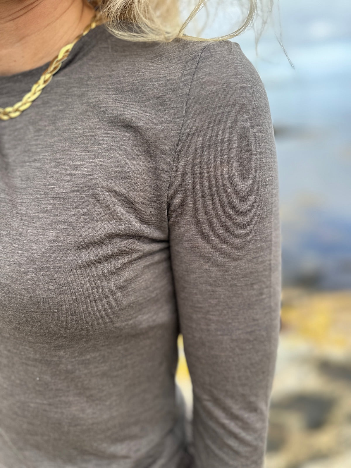 Objzofia Sli Long Sleeve O Neck Top Morel Melange