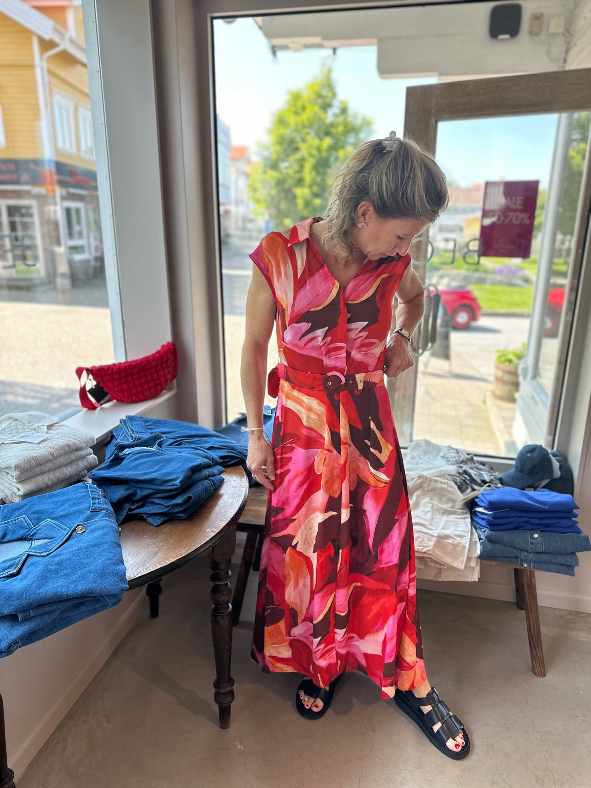 Onlalma Life Poly Kea Buckle Dress Russet Brown  Leafy Charm