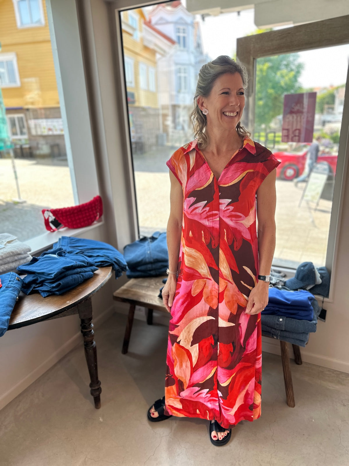 Onlalma Life Poly Kea Buckle Dress Russet Brown  Leafy Charm