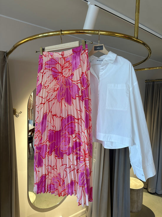 Onlalma Life Poly Plisse Skirt Super Pink  Floral Stardust