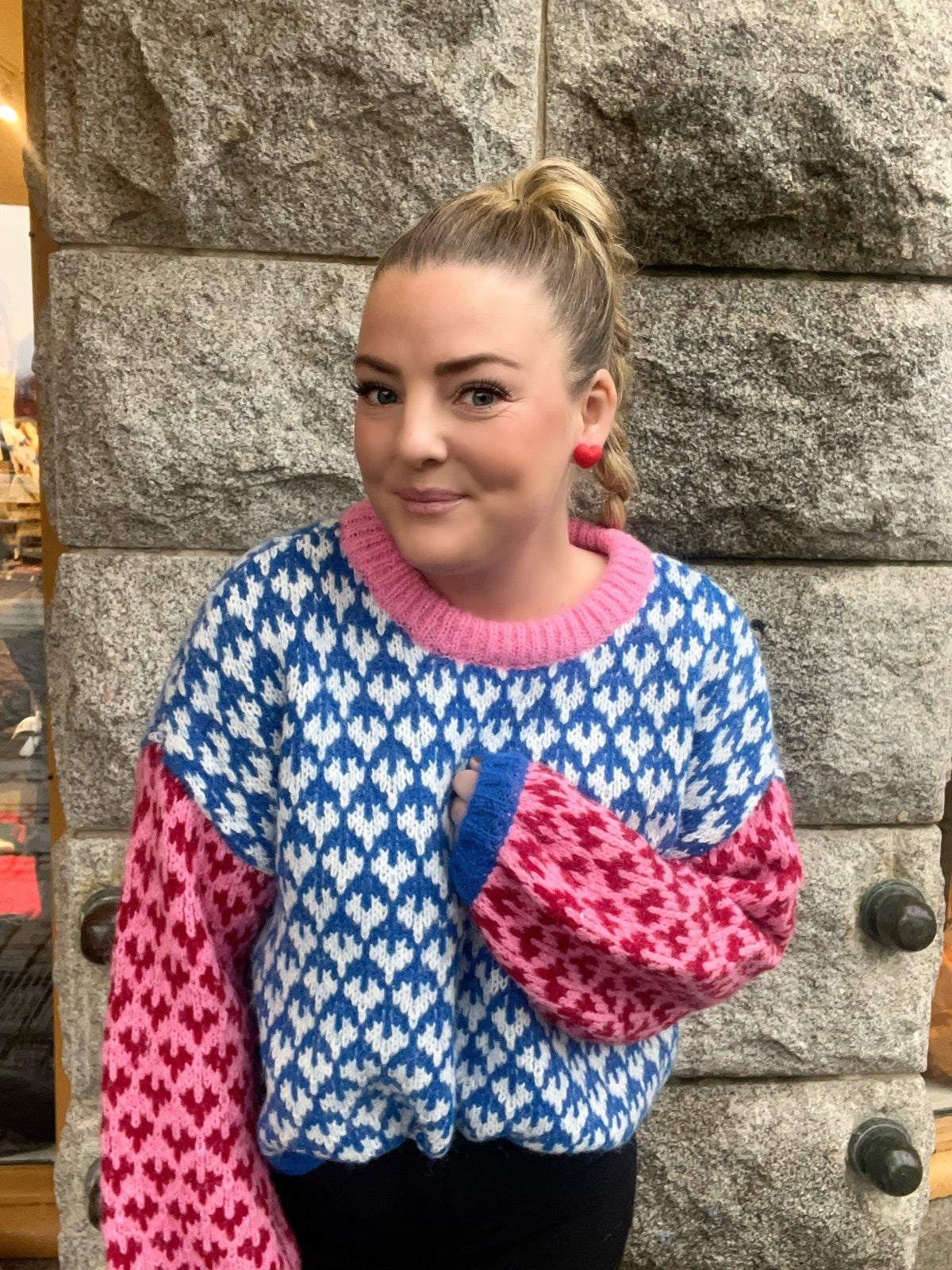 Onlcaro Long Sleeve Pattern O Neck Sachet Pink Heartssurf The Webrio Redcloud Dancer