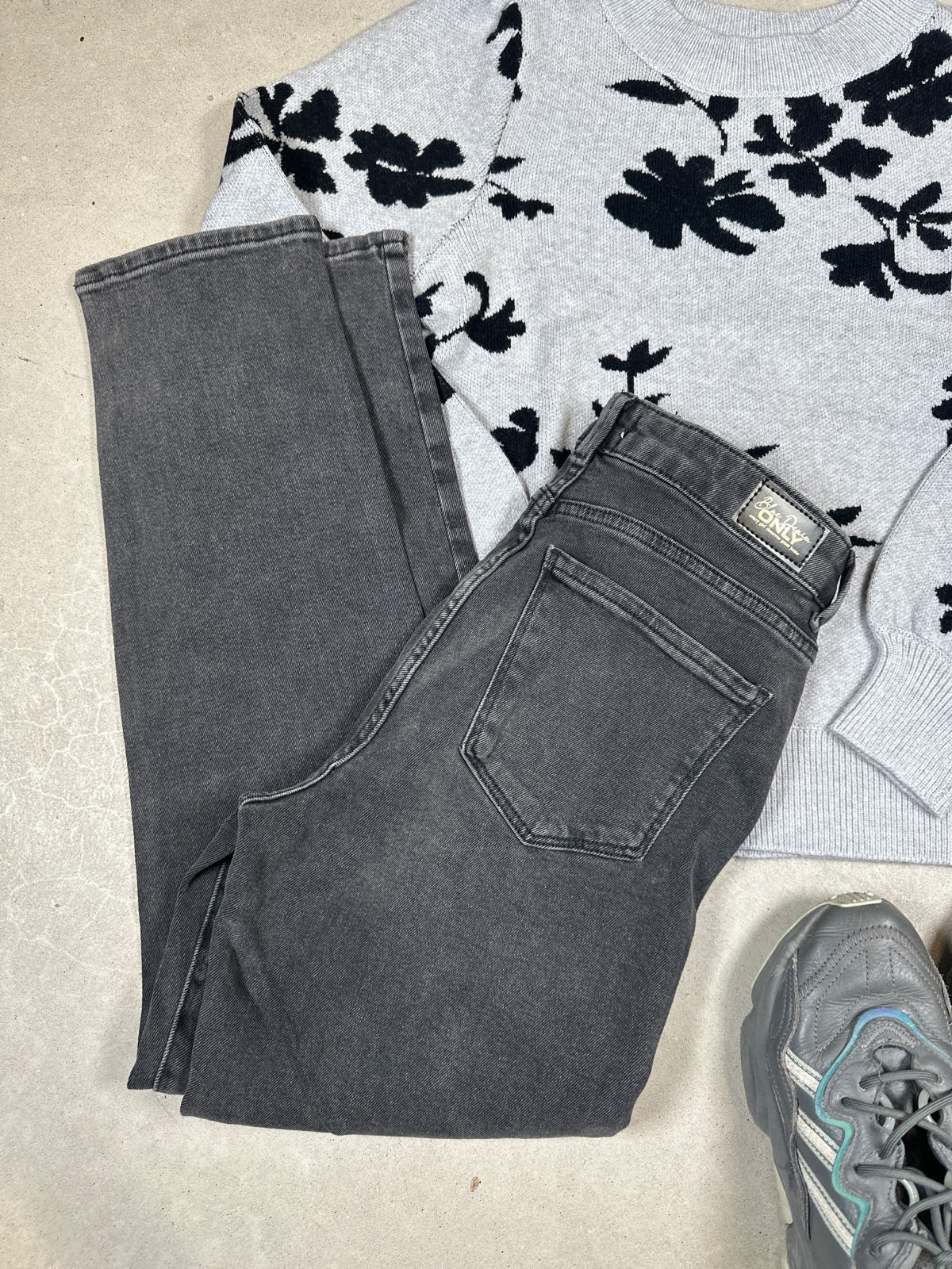 Onlemily Stretch Hw Dark Grey Denim