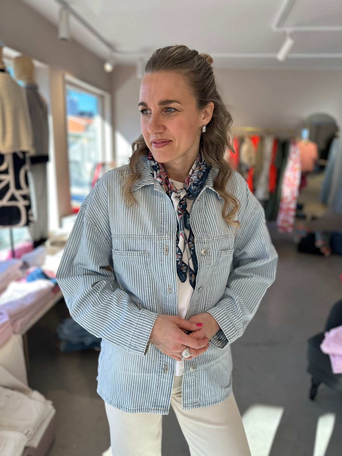 Onlemmie Long Sleeve Striped Shirt Tai Light Blue Denim