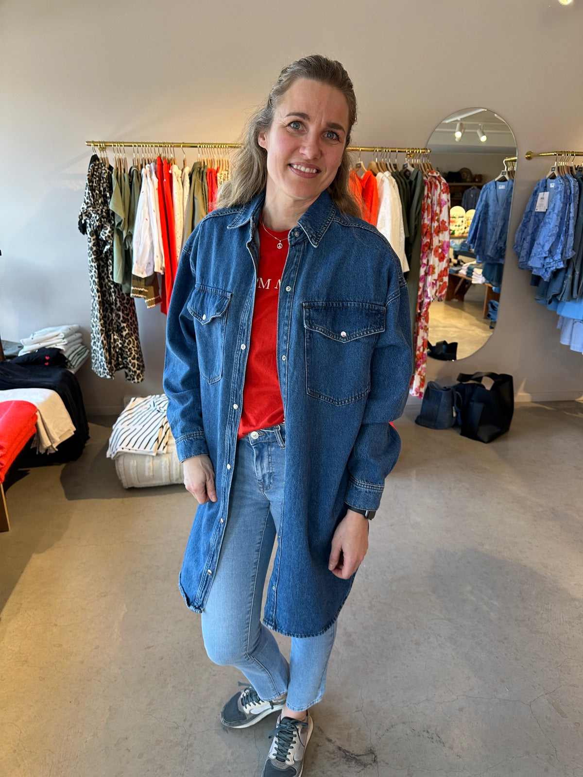 Onlfloyd Long Sleeve Ovs Shirt Azg Medium Blue Denim