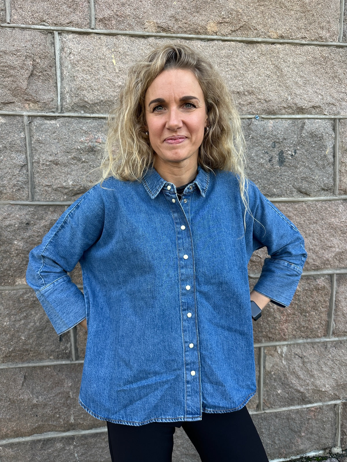 Onlgrace Elli Sl Shirt Akm Medium Blue Denim