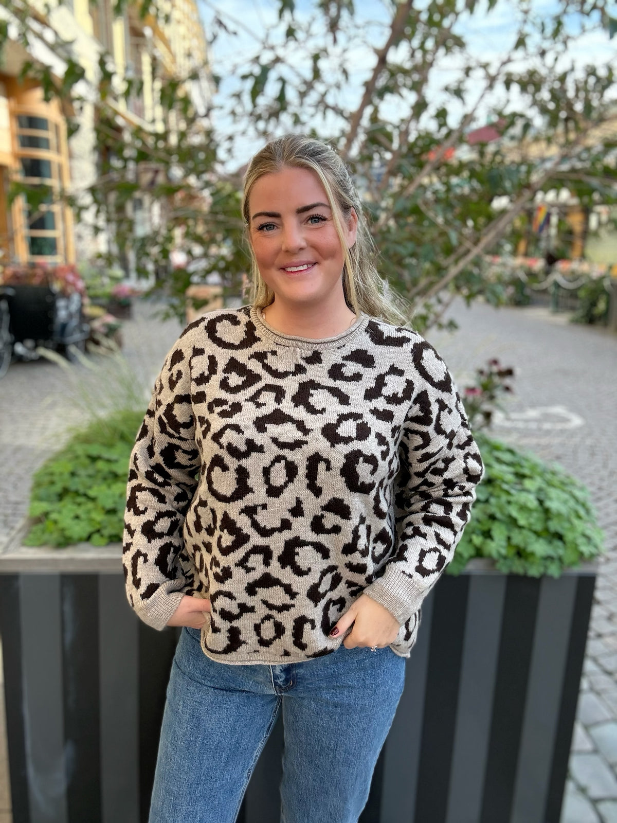 Onljade Animal Long Sleeve O Neck String All Leocoffee Bean