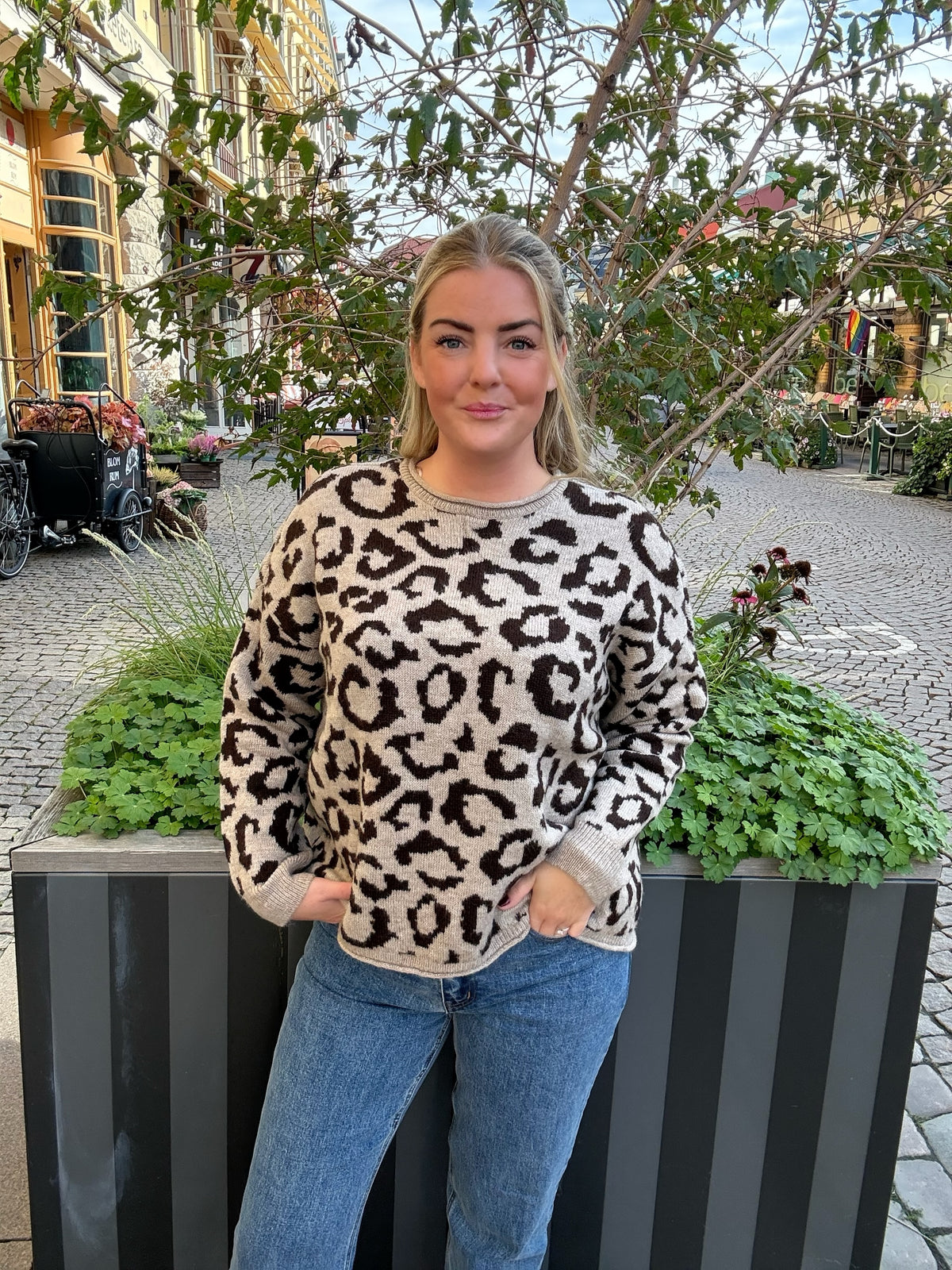 Onljade Animal Long Sleeve O Neck String All Leocoffee Bean