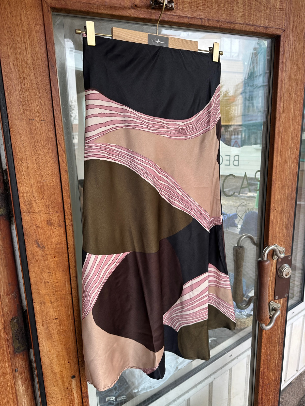 Onljane Life Long Bias Skirt Dark Olive Graphic Abstract