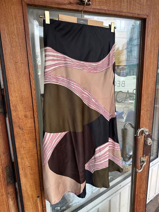 Onljane Life Long Bias Skirt Dark Olive Graphic Abstract