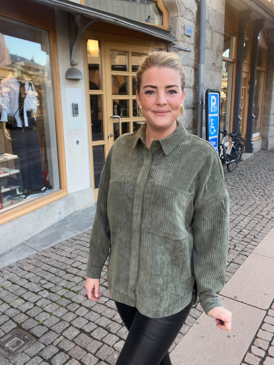 Onljanine Rai Long Sleeve Ovs Cord Shacket Kalamata