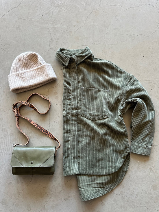 Onljanine Rai Long Sleeve Ovs Cord Shacket Kalamata