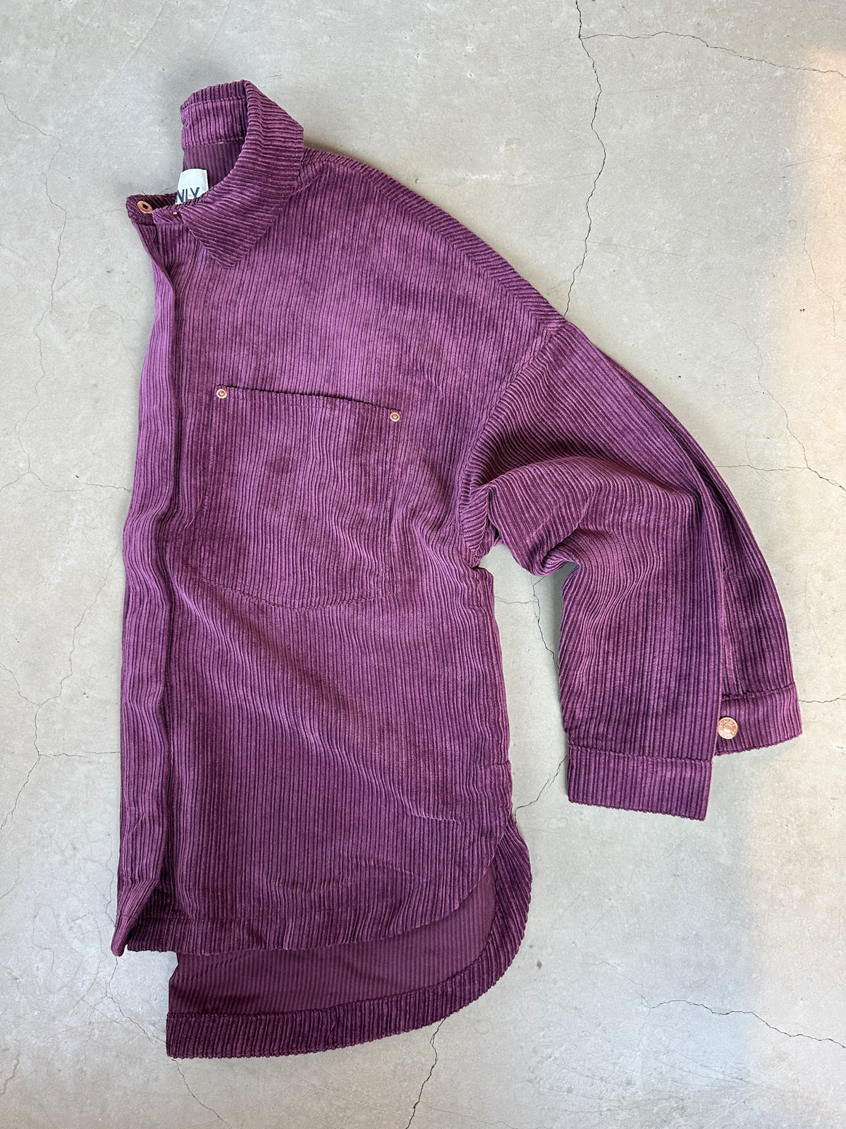 Onljanine Rai Ovs Cord Shacket Mauve Wine